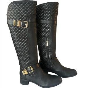 Vince Camuto Faris Black Quilted Tall Boots